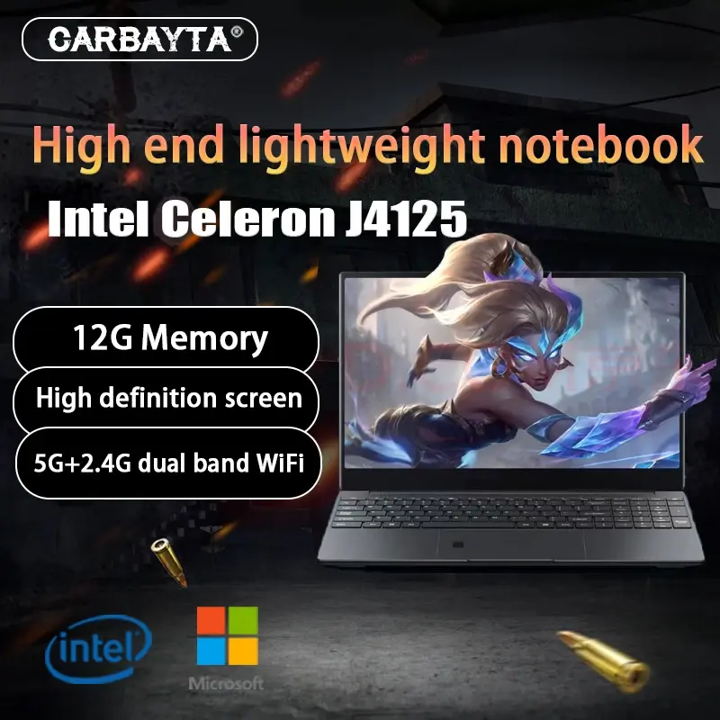 Chiến Thắng 11 Intel Celeron J4125 15.6 Inch Windows11 Pro 1920*1080 Trò Chơi Laptop Công Sở DDR4 RAM 12GB 512GB/1TB SSD Windows 10 Chú