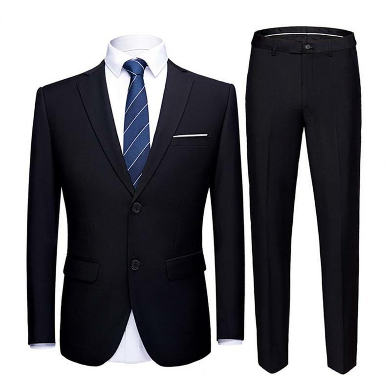 Blazer de manga comprida e calças masculinas, terno formal de 2 botões, blazer emagrecedor, terno elegante para homem