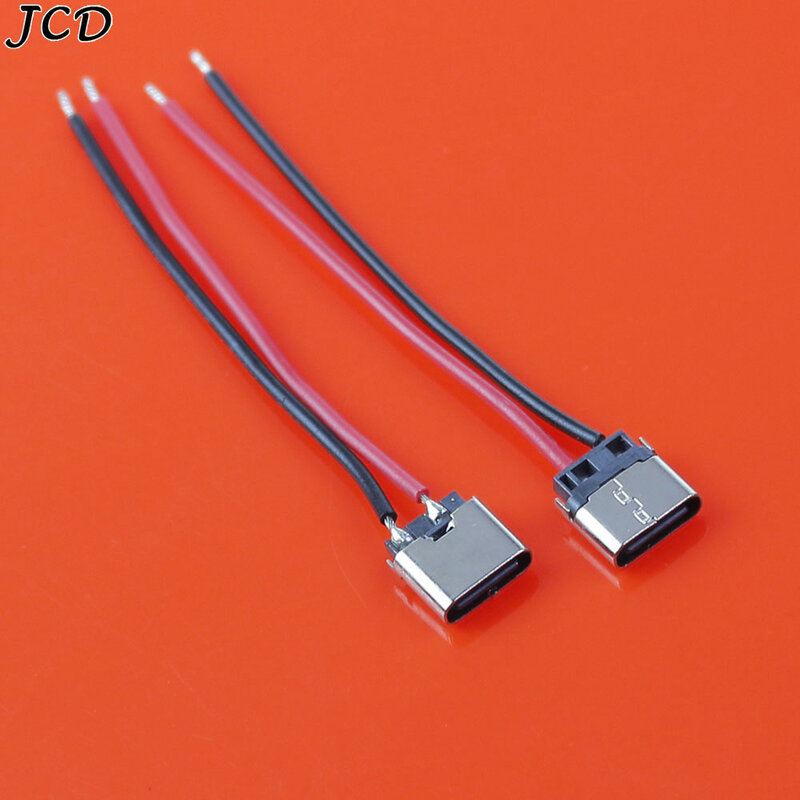 JCD-Connecteur femelle de fil de soudage pour téléphone portable, port de charge, prise de charge, micro USB, Jack 3.1, type C, 2 broches, 2P, droit, 1 pièce