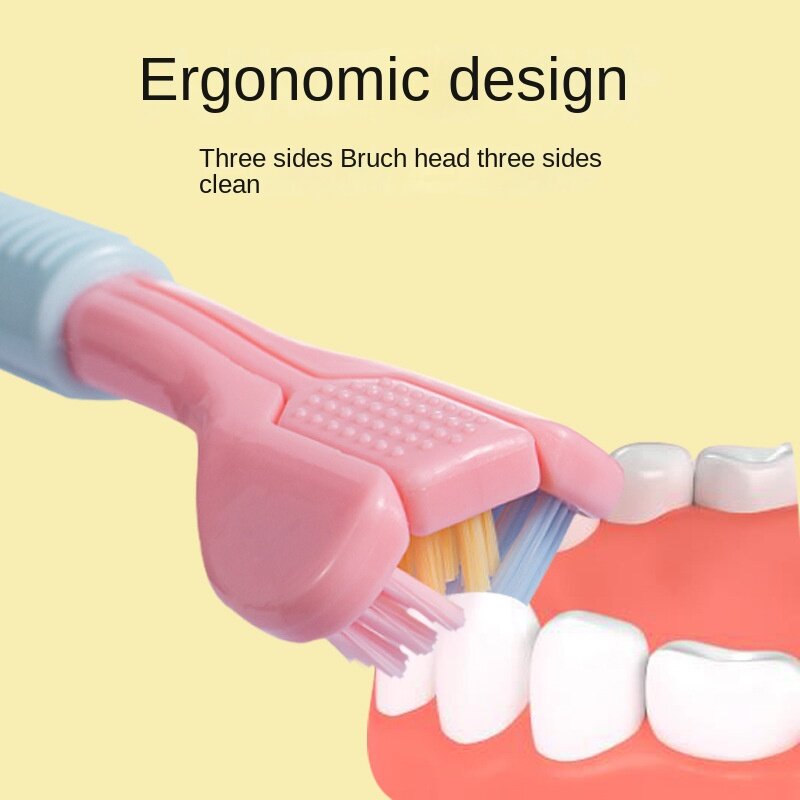 Três lados macio escova de dentes de cabelo ultra fino macio cerdas adulto higiene oral escova de dentes de segurança oral saúde mais limpa