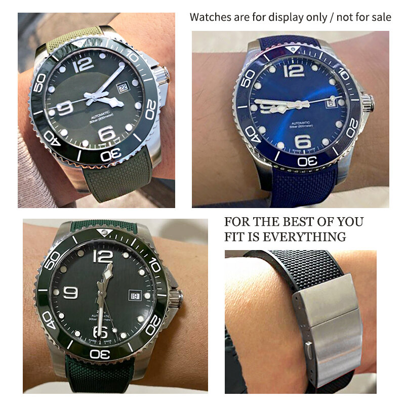 Tali jam tangan silikon karet 19mm 20mm 21m untuk Longines Hydroconquest L3.781 L3 41mm 43mm Dial Conquest tali jam tahan air