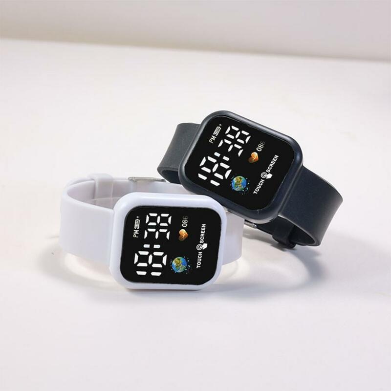 Zegarek sportowy Smart Watch Earth Design z monitorem tętna kwadratowa tarcza ekran dotykowy LED cyfrowy zegarek Smartwatch dla studentów