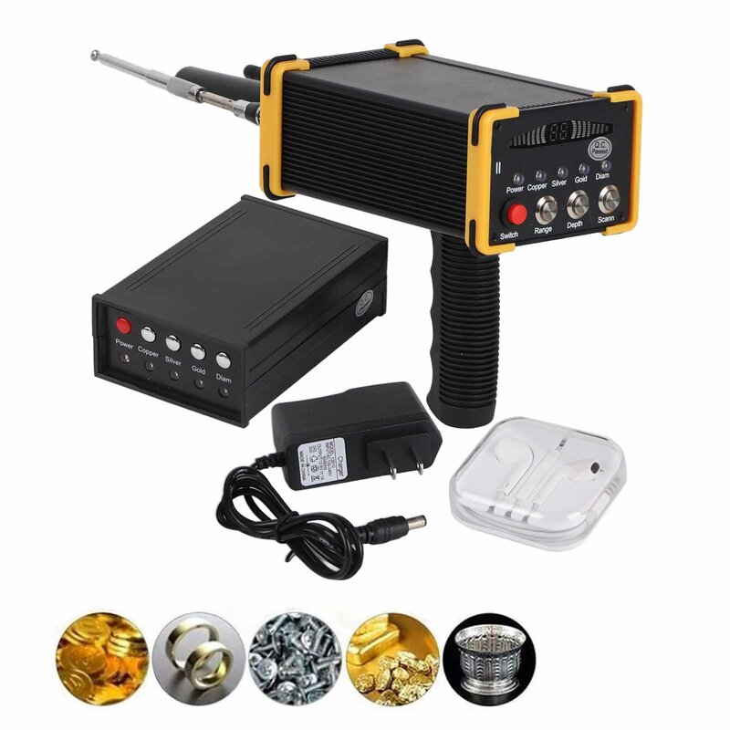 Detector de Metales de mano, sistema de búsqueda de metales de alta precisión, rango de 3280 pies, dispositivo de escáner, amarillo
