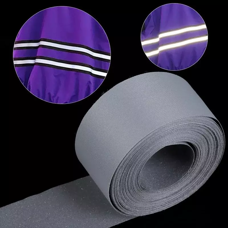 5M Reflective Heat Transfer Film Iron on Safety Reflector Sticker for DIY Clothing Bag Shoes Roadway Night Warning Strip 2-5cm