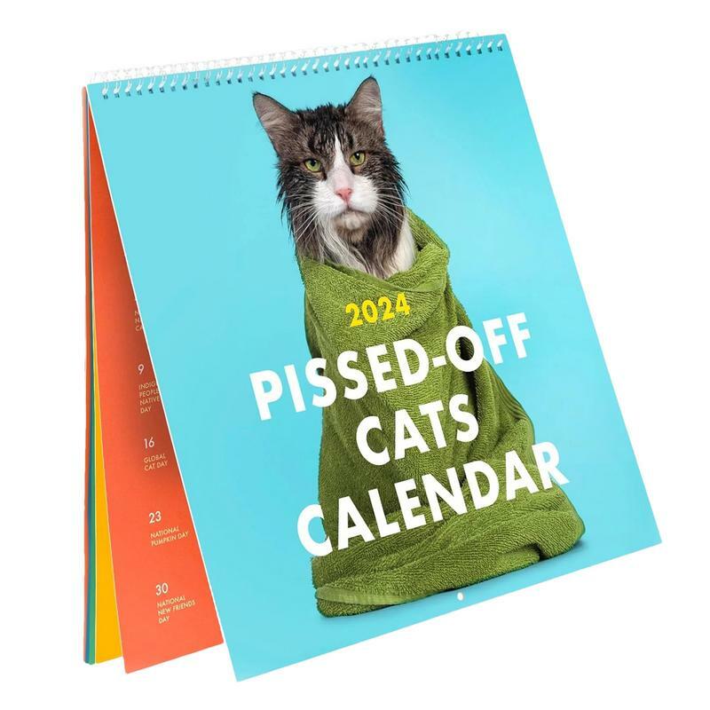 2024 Pissed-Off Cats Calendar Creative Planning Calendar Desktop Decoration coated paper 2024 Angry Cat Calendar birthday gift