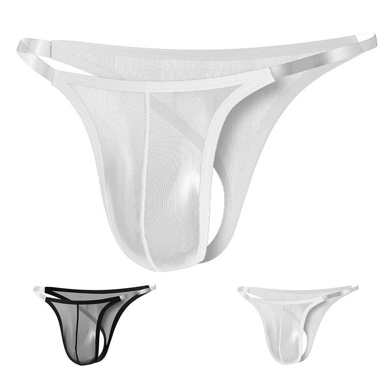 Seksowna bielizna dla mężczyzn pokrowiec siatkowy majtki z niską talią krótkie bielizna przezroczysta stringi stringi zmysłowe Bikini ultracienki strój nocny