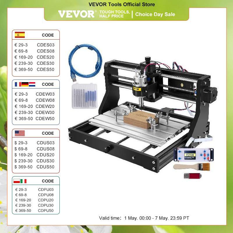 VEVOR CNC 3018 Pro Mini macchina per incisione Laser 3 assi con Controller Offline controllo GRBL incisore di taglio per fresatura PCB in legno fai da te