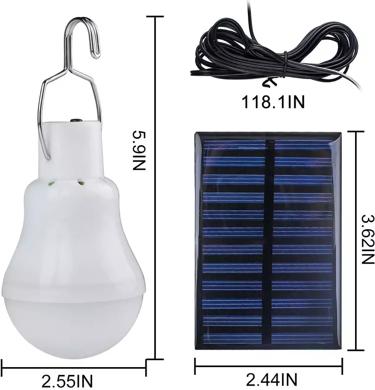Ampoule solaire LED étanche portable, lumière du soleil d'urgence, chargeur USB, maison injuste, extérieur, 5V, 62 lampes