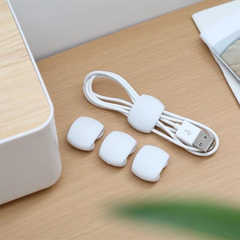 1Pc Cable Organizer Cord Winder Silicone Cable Clip Desk Tidy Organiser Wire Cord USB Charger Cord Holder Organizer Fixed Clasp