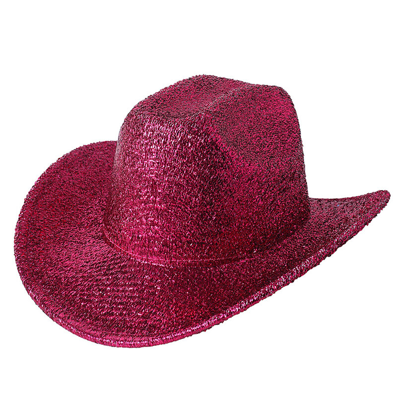 Women's Men's Western Cowboy Hat Show Glitter Glitter Topper Cowgirl Hat Wedding Carnival Rave Party Travel Costume Accessories