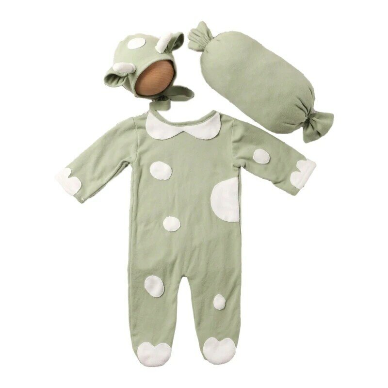 Стильный костюм для фотосъемки новорожденных, комплект одежды с милой коровьей тематикой для мальчиков и девочек, наряды для для