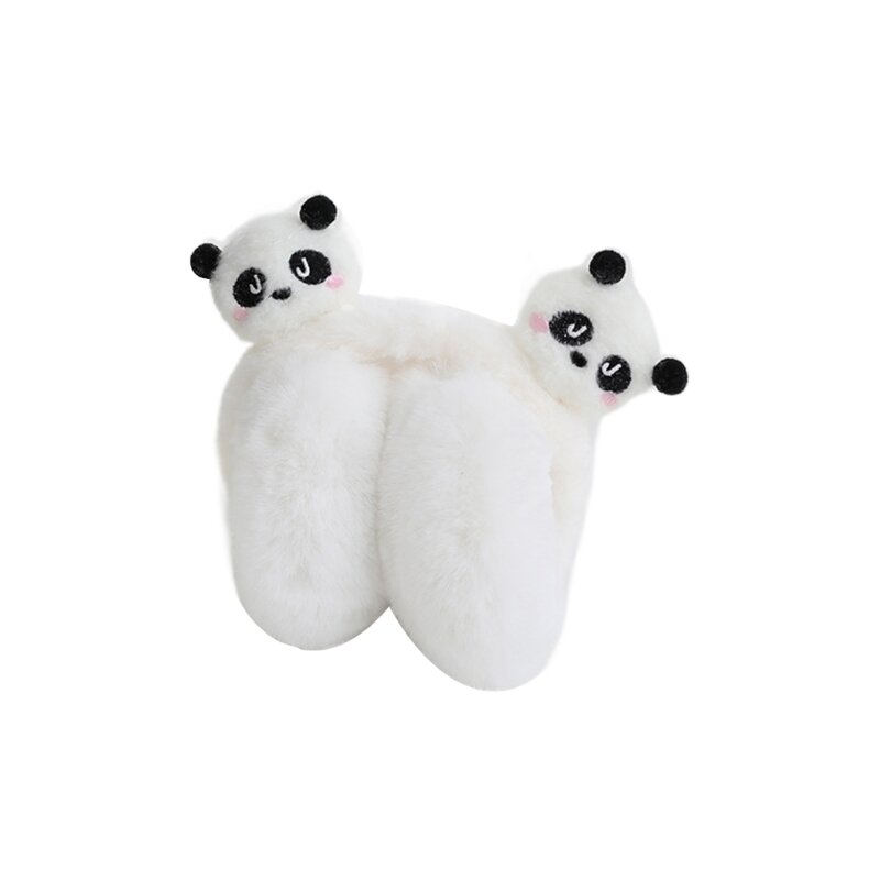 Calentadores orejas felpa con tema panda en movimiento para actividades libre en invierno