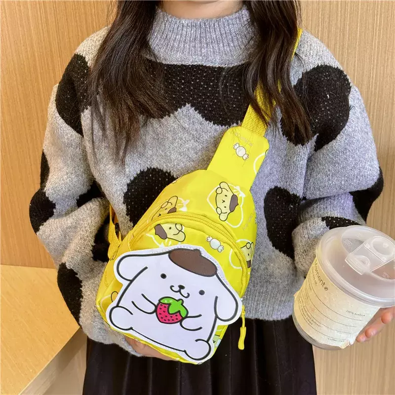 Sanrio Crossbody Snack Shoulder Bag para crianças, nova melodia, Clear M Cartoon, pacote de peito infantil, moda fofa