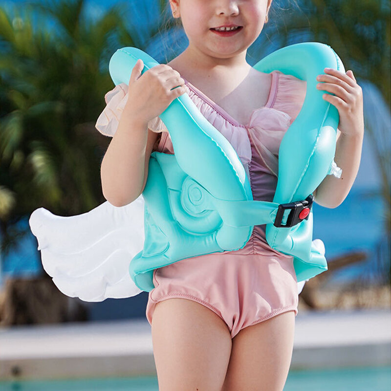 เสื้อชูชีพเป่าลมสำหรับเด็กเสื้อชูชีพเด็กเล่นกีฬาทางน้ำชุดว่ายน้ำสระว่ายน้ำอุปกรณ์เสริมปีกนางฟ้า