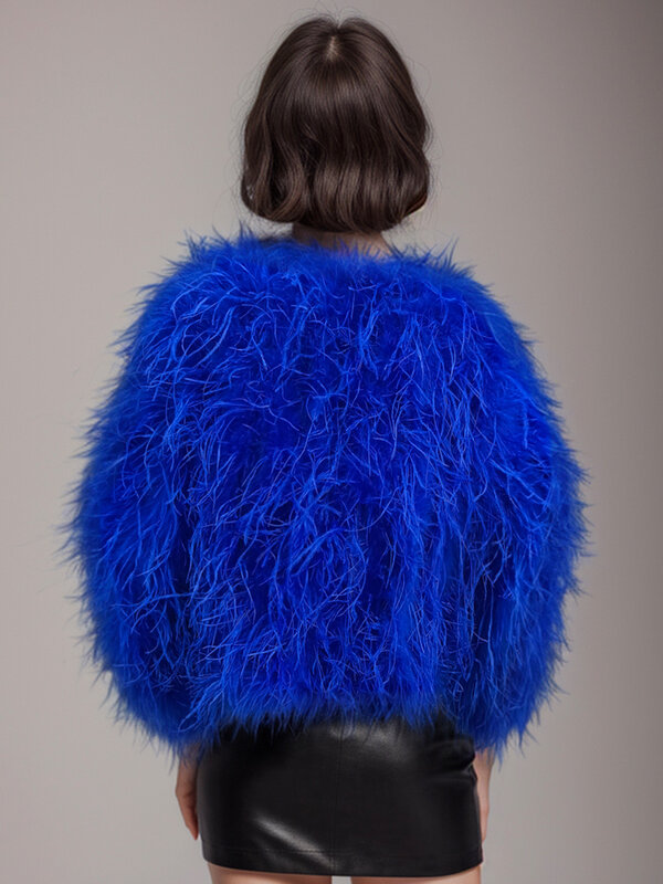 Chaqueta de piel de avestruz auténtica para mujer, chaqueta cálida informal de manga larga, talla personalizable, Invierno