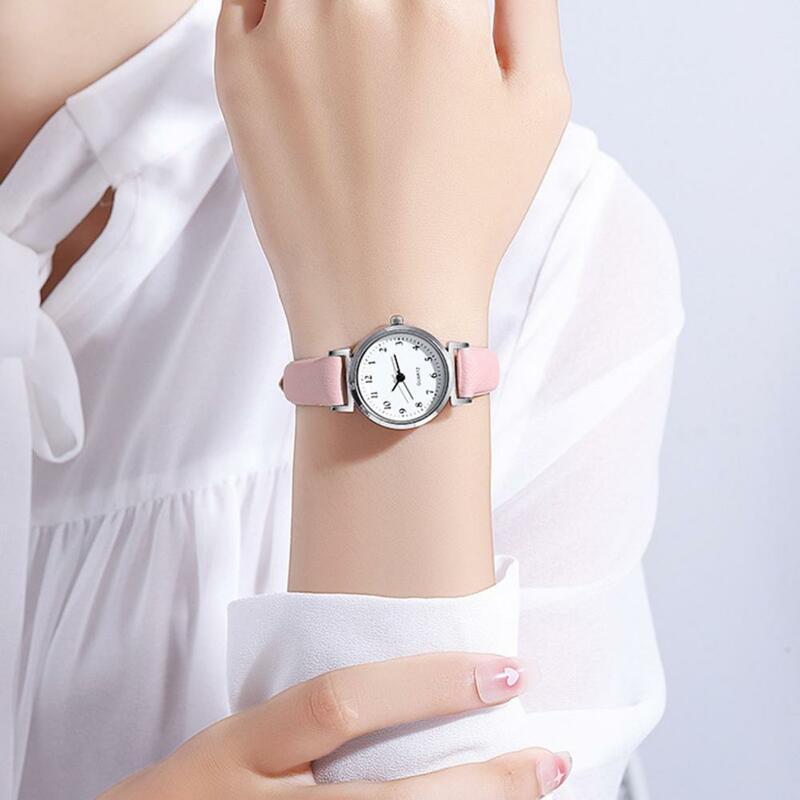 Elegante relógio de pulso quartzo feminino, relógio feminino, pulseira de couro falso ajustável, cronometragem alta precisão, precisão