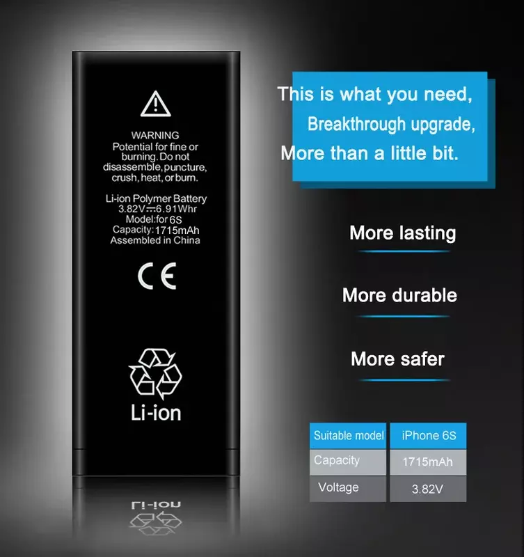 Neue 0-Zyklus-Batterie für iPhone 7 8 se 2 4 4s 5 5s 5c 6 6s plus x xr xs 11 pro max Bateria-Aufkleber mit hoher Kapazität kostenlose Werkzeuge