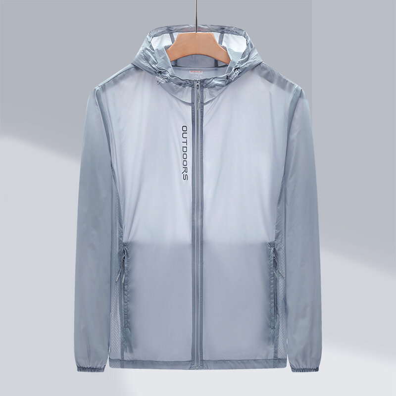 여름 자외선 차단 재킷 캐주얼 패션 단색 후드 등산 방풍 코트, 야외 낚시 캠핑 남성 의류