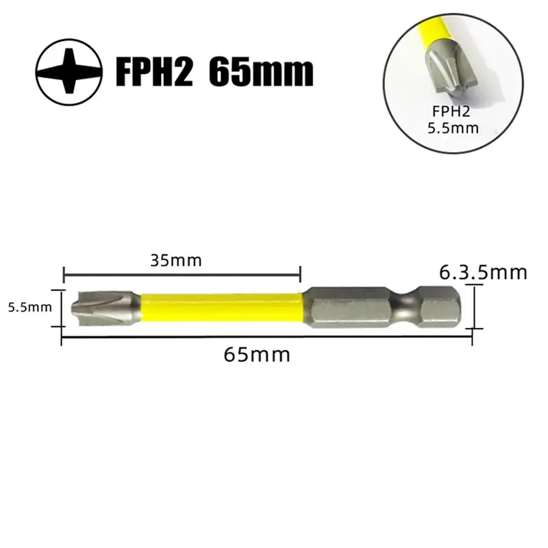 Punta per cacciavite a croce scanalata speciale magnetica da 65mm 110mm per sostituzione della testa del cacciavite FPH2 dell'elettricista
