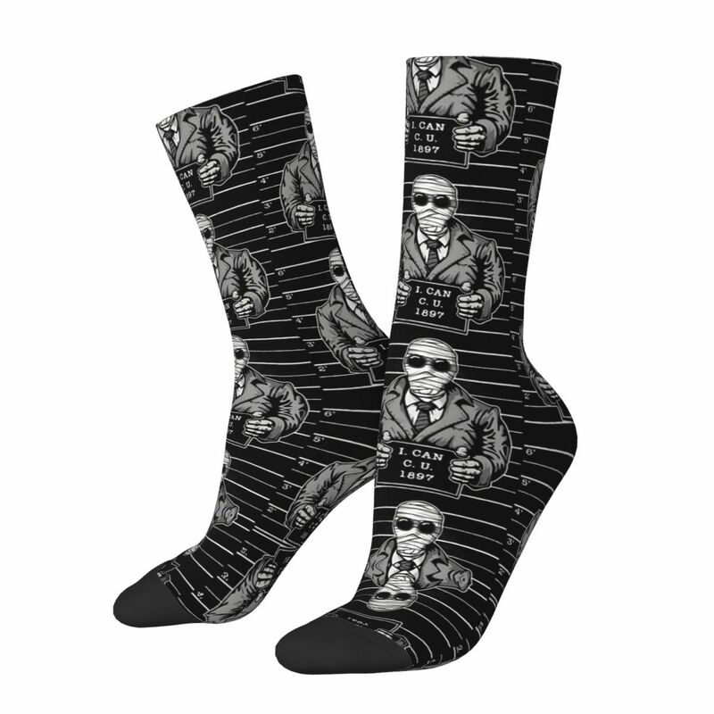 Hip Hop Vintage I Can CU Crazy Men's Socks Horror Film Unisex Street Style Pattern Printed Novelty Happy Crew Sock Boys Gift
