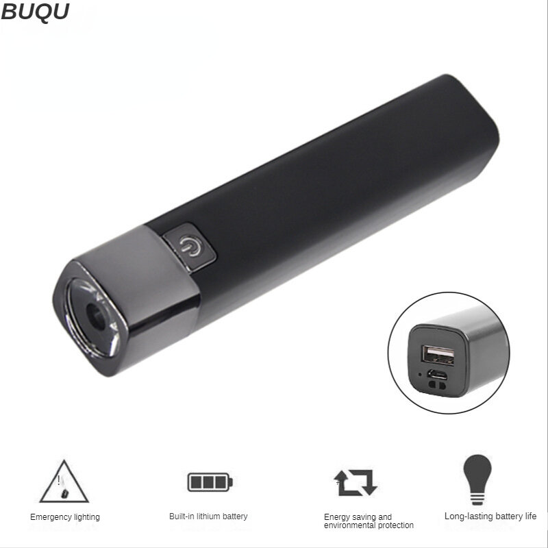 New Mini Power Bank Lipstick Small Flashlight Built-in Lithium Battery Portable Spotlight Rechargeable Flashlight