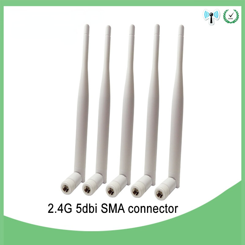 5PCS 2.4GHz 5dBi wifi antenna WiFi RP-SMA Connector 2.4G white Antenne Router + 21cm PCI U.FL IPX to SMA Male Pigtail Cable