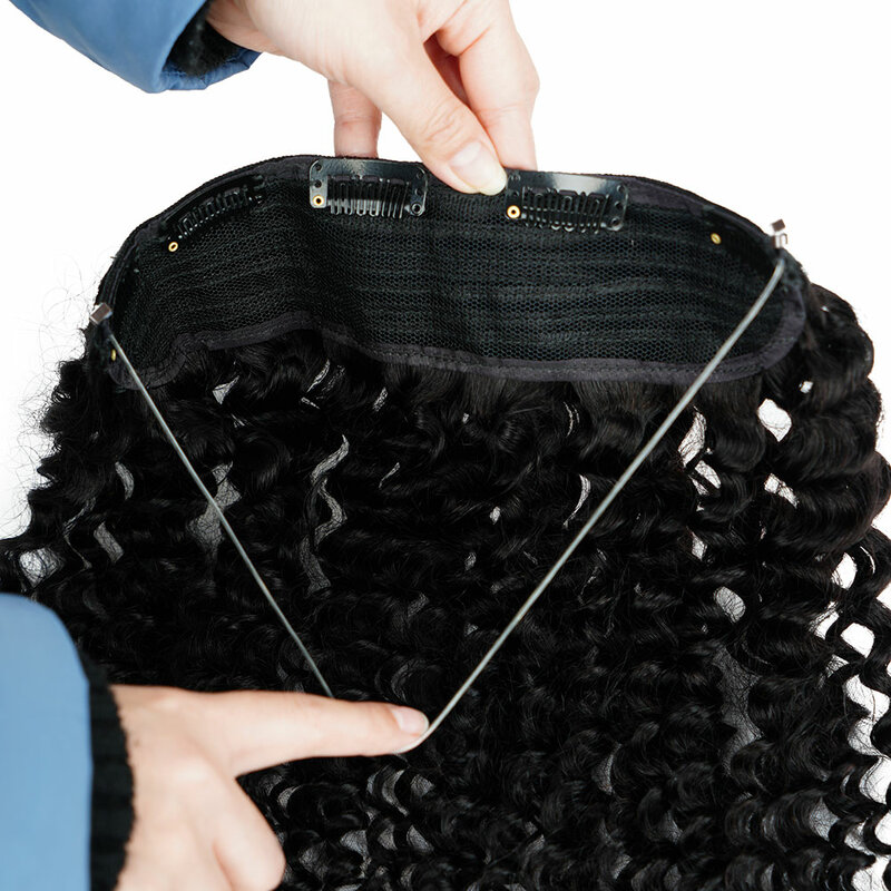 Veravicky-extensiones de cabello humano Remy de una pieza, extensiones de cabello Natural ondulado profundo, con alambre de pescado ajustable, 100g, 120g, 150g