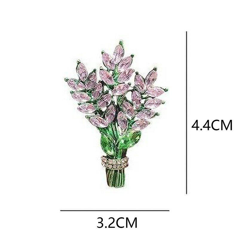 Bros wanita bunga Lavender kerah pin indah Aksesori tetap mode romantis buket kristal Botany hadiah perhiasan