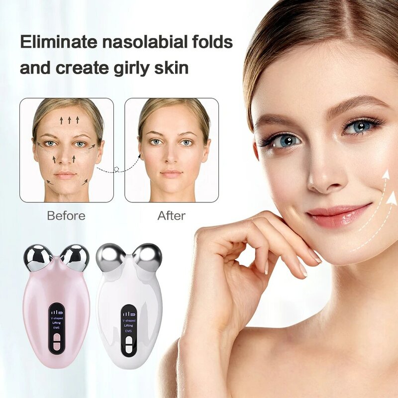 EMS مدلك الوجه الأسطوانة مكركرنت الوجه آلة رفع V-الوجه الأسطوانة مدلك تجديد الجلد المضادة للتجاعيد جهاز الجمال
