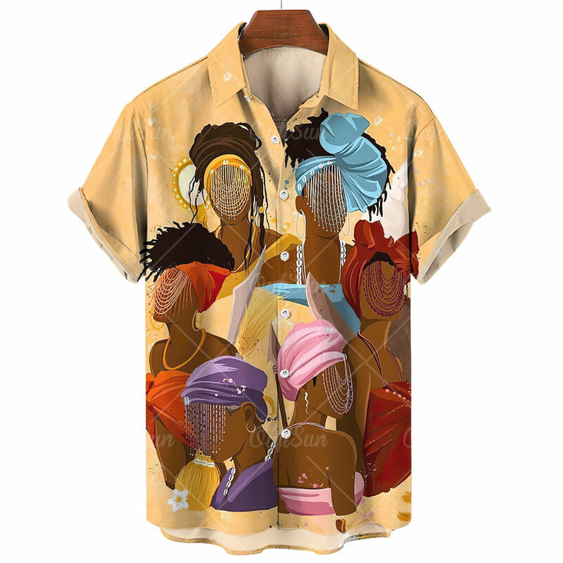 남성용 빈티지 반팔 셔츠, 3D Umbanda 프린트, 스트리트 디자이너 패션, 남성 의류 상의, 루즈 오버사이즈 셔츠 및 블라우스