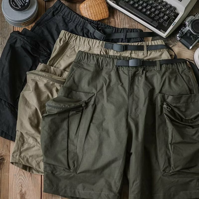 Mens Military Tactical Short Summer Beach Breathable Cargo Shorts Japanese Multi-pocket Loose Middle Pants Casual Stretch Shorts