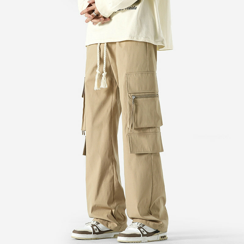 Calças Hip Hop Cargo para homens e mulheres, moletom masculino casual com vários bolsos, calças soltas, streetwear primavera, nova