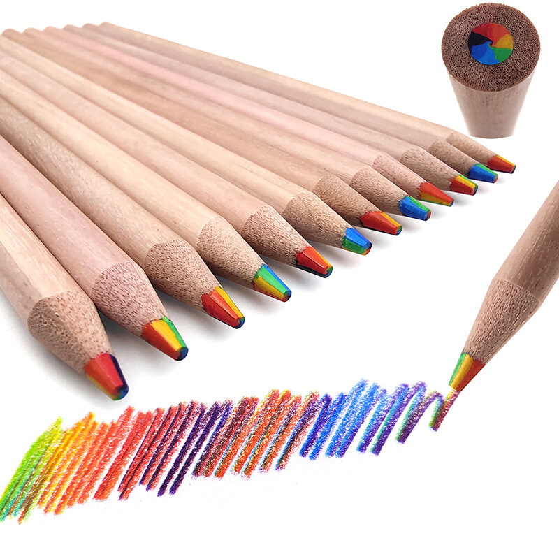 Lápis Arco-íris Colorido Jumbo para Adultos, Lápis Multicoloridos, DIY Graffiti Art Desenho, Esboço para Colorir, 7 Cores, Arco-íris Gradiente, 2 Unidades