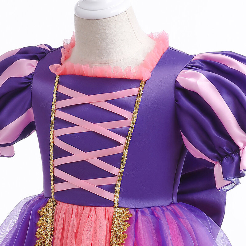 Disney Rapunzel Cosplay para meninas, vestido de lantejoula deluxe, luz LED, emaranhados, filme, crianças, Carnaval, conto de fadas, 2, 6, 10 anos