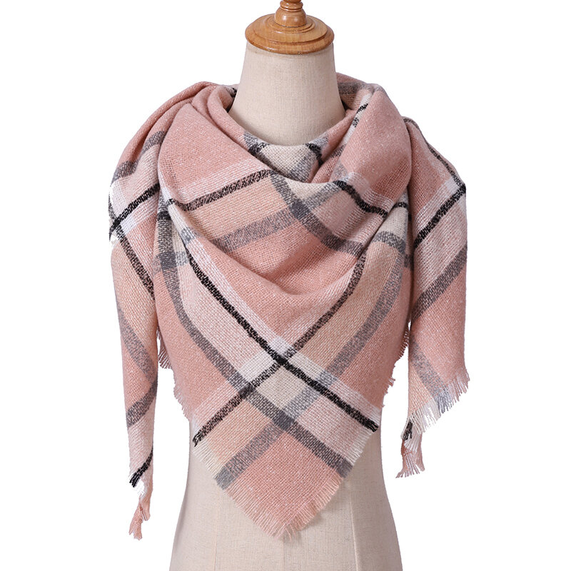 Écharpe d'hiver en cachemire pour femmes, châle à carreaux Pashmina, couverture tricotée, Bufanda, foulards de cou, Poncho, 2022