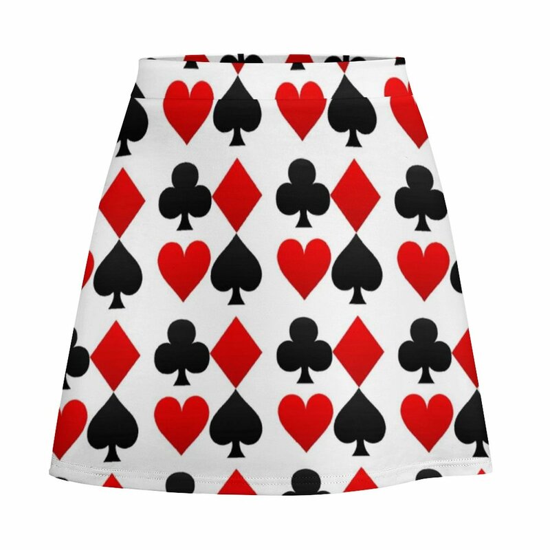 Karty do pokera A-line spódnica serca diamenty kluby pik Y2K spódnice na co dzień elegancka Mini spódnica drukuj ubrania urodziny prezent