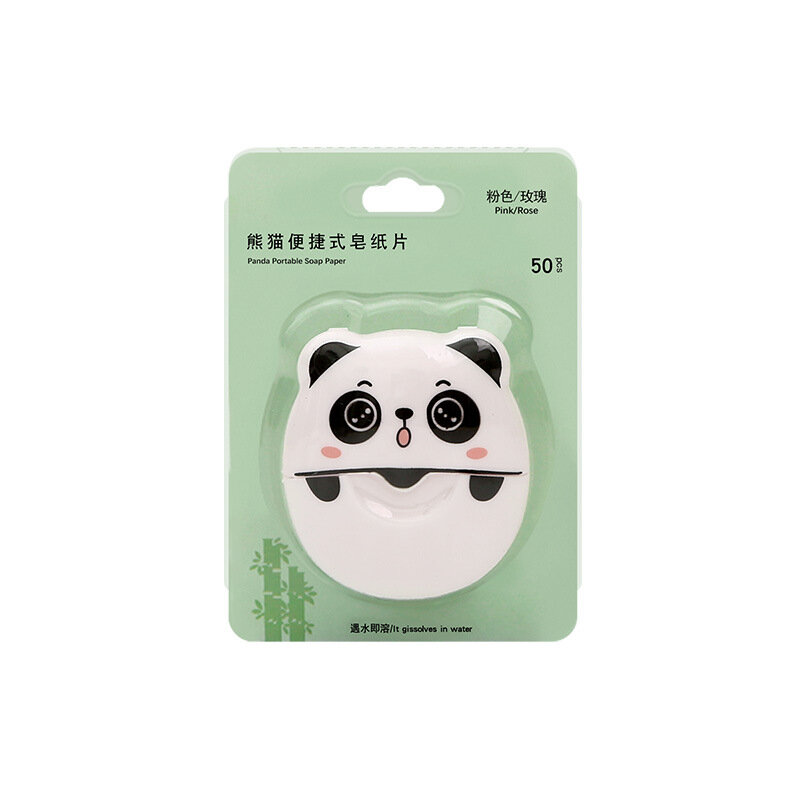 50/100Pcs/box Panda Portable Soap Flakes Disposable Mini Soap Sheets for Traveling Camping Hiking Outdoor Sport Soap Paper Sheet