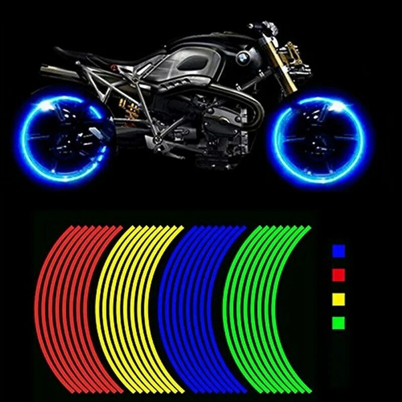 8 sztuk/zestaw odblaskowe naklejki felgi rower motocrossowy nadwozie motocykla taśmy pasek naklejka na felgę naklejki dekoracyjne odbłyśnik Film naklejki