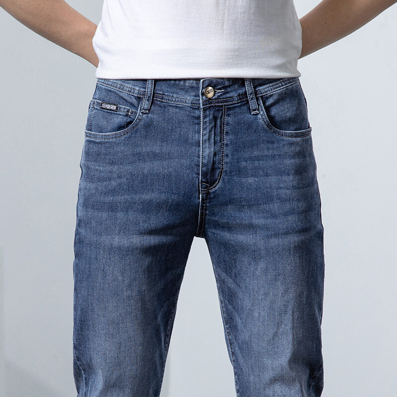 2022 nuovi Jeans Skinny elasticizzati da uomo nuova moda primaverile pantaloni Slim Fit in Denim di cotone Casual pantaloni maschili