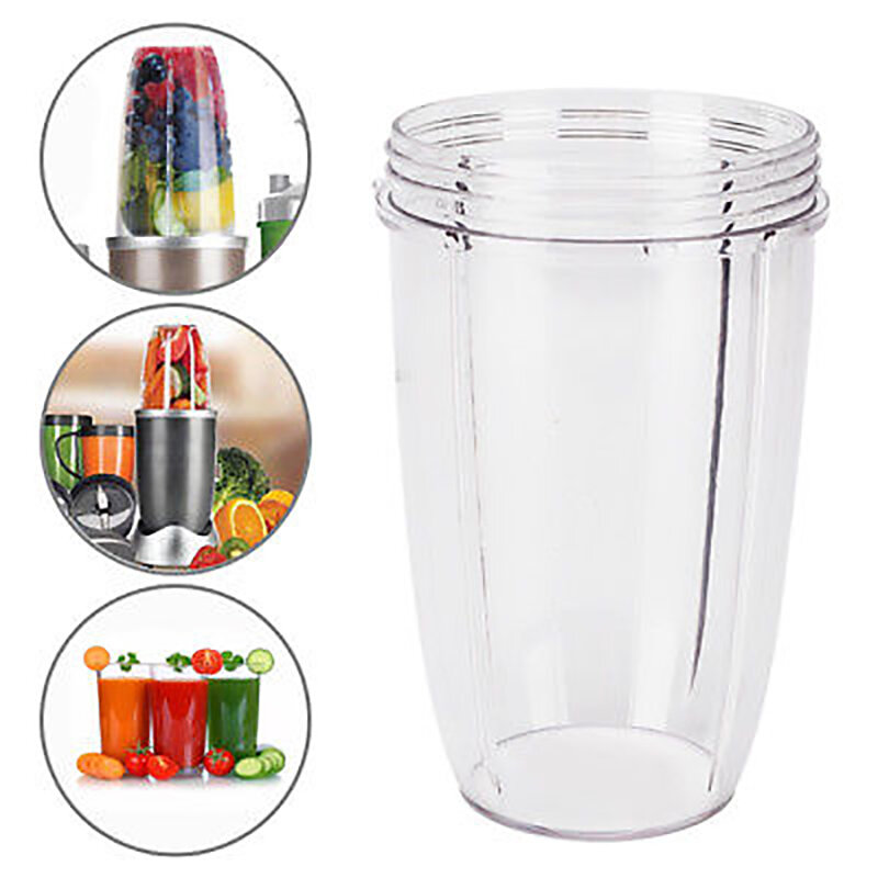 Taza de plástico para Nutribullet, vaso grande de repuesto de 600/900w, diseño ergonómico transparente, 18oz/24oz/32oz, 1 unidad