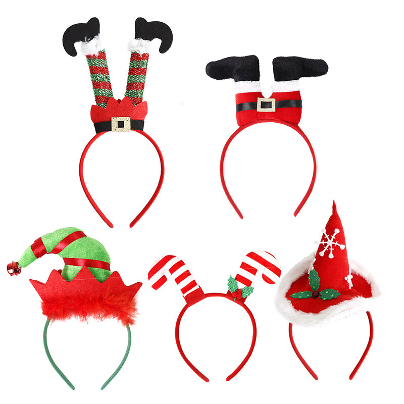 Diademas de dibujos animados de Navidad, sombrero de Papá Noel, diadema de pierna, regalo de Favor para niña, banda para la cabeza, decoración de Feliz Navidad, accesorio para Festival