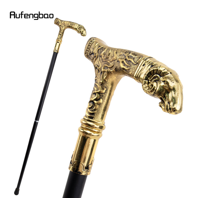 ゴールデンヤギのハンドル高級パターンウォーキングスティックパーティーファッションエレガントなウォーキングスティック装飾的な居心地の良い杖ノブ90cm