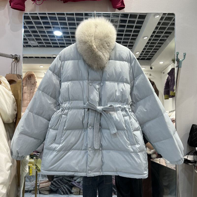 Женский пуховик, новая модная однотонная Длинная зимняя куртка на шнуровке с кулиской, зимняя одежда, теплая верхняя одежда для 18-24Y