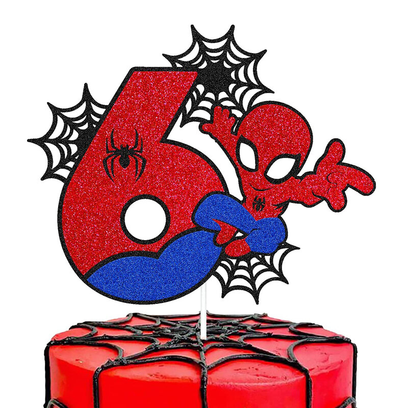 Birthday Party 4-8 Digital Spider Man Theme Cake Toppers Banner Flag Decorations Birthday Events Party Picks Supplies 1pcs/lot