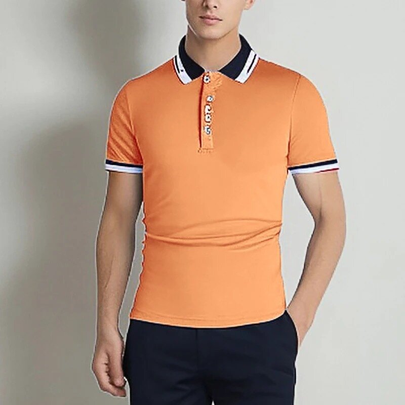 Camisetas masculinas de botão de gola virada para baixo, camisa polo sólida, tops básicos masculinos de verão, streetwear de ginástica, novo, 8 cores