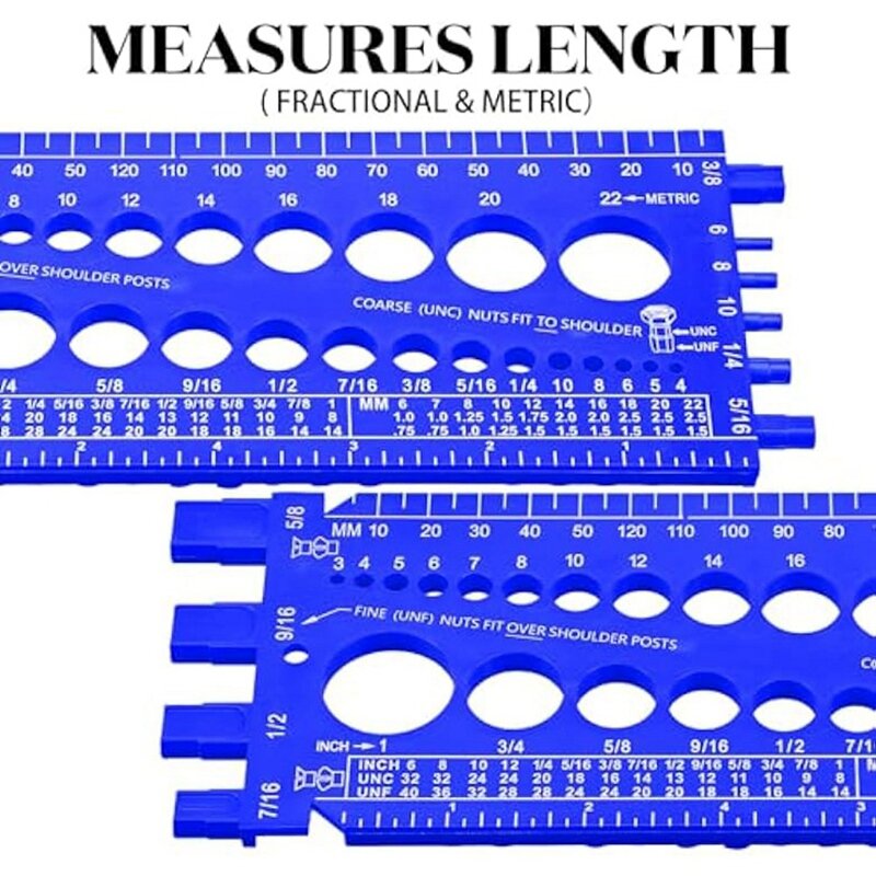 Calibrador de roscas y tuercas de plástico, calibrador de medida, tamaño de perno, 1 piezas