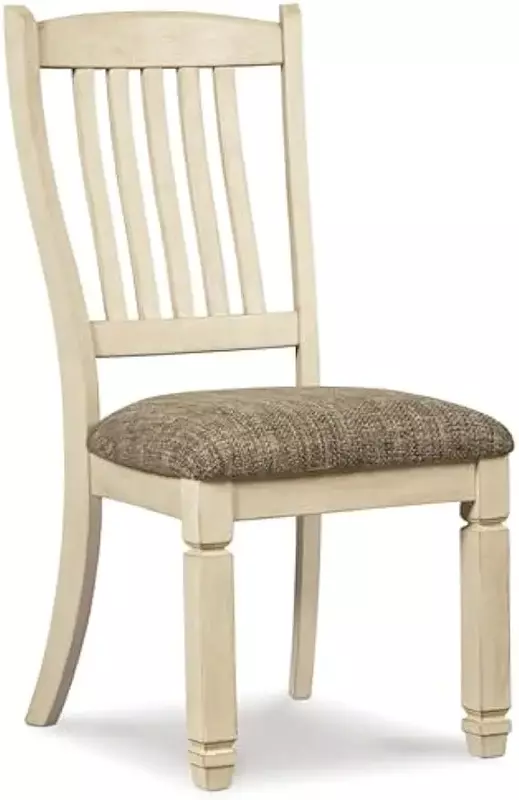 Silla de comedor tapizada, Juego de 2 asientos, color blanco antiguo, 20 pulgadas