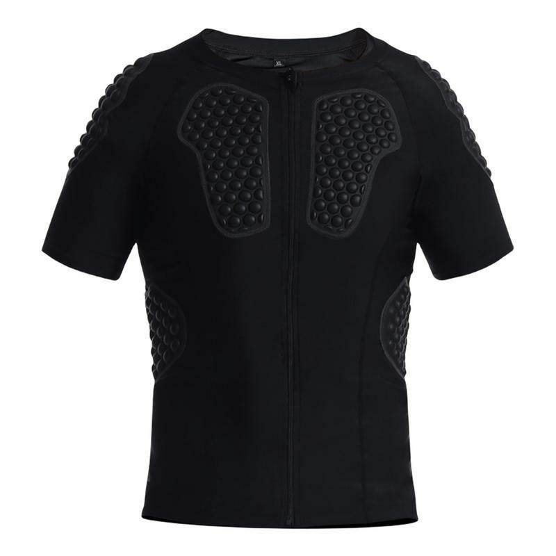 Padded Compression Shirt Protective Short Sleeve Chest Protector Rib Protective Short Sleeve Breathable Elastic Zippered Padded