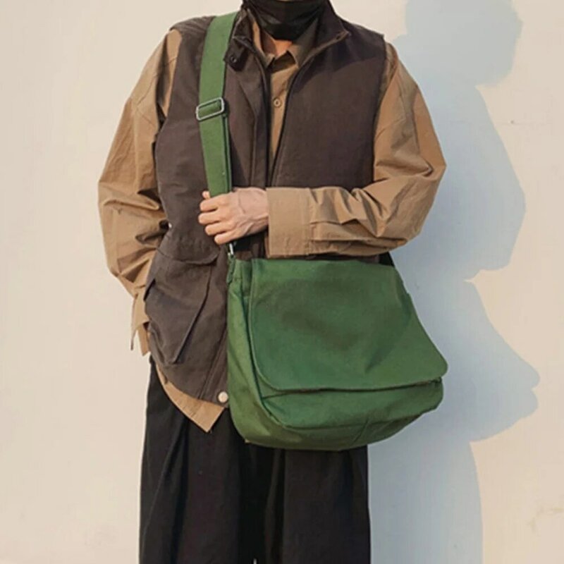Messenger Bag Men Fashion Casual Version Shoulder Canvas Bags Women Travel Large Capacity Organizer Solid Color Crossbody Case