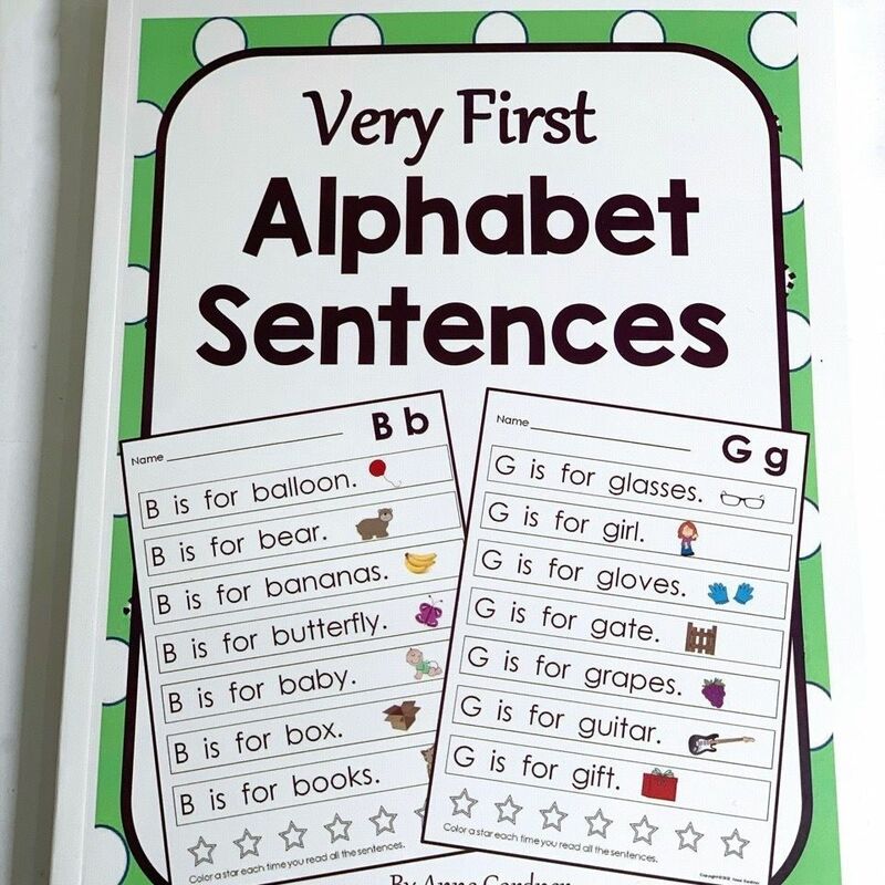 Libro de ejercicios de actividades con frases del alfabeto, aprender a practicar la lectura de puntos de apoyo más común